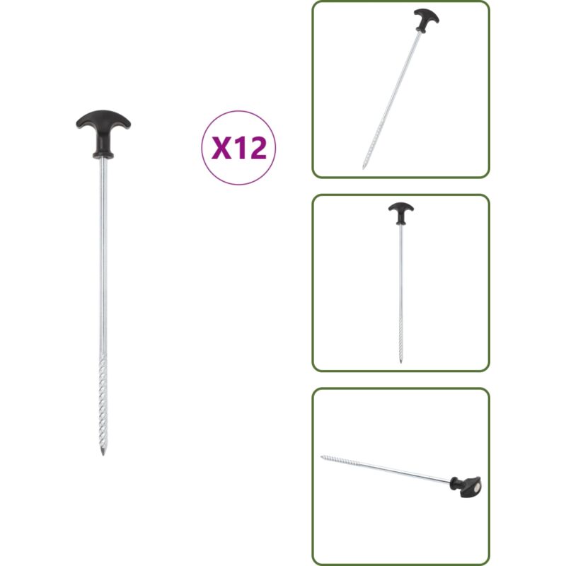 Zeltheringe 12 Stk. 30 cm Ø7 mm Verzinkter Stahl - Campingausrüstung - Zeltheringe - Zelt Accessories - Outdoor Ausrüstung - Gartenbedarf