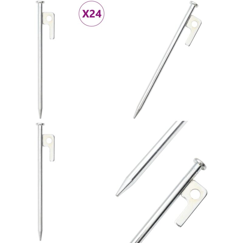 Zeltheringe 24 Stk. 20 cm 9 mm Verzinkter Stahl - Campingausrüstung - Zeltheringe - Wanderausstattung - Gartenbedarf - Caravan Zubehör - Home & Living