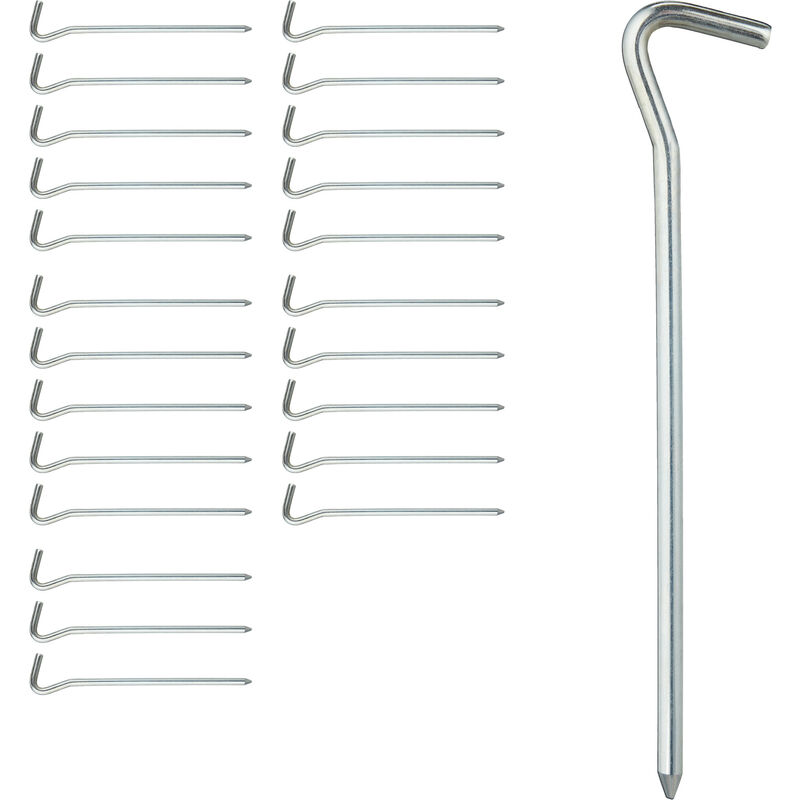 Relaxdays - Zeltheringe, 24er Set, rund, normale & harte Böden, Camping Heringe, verzinktes Eisen, 18 cm lang, silber