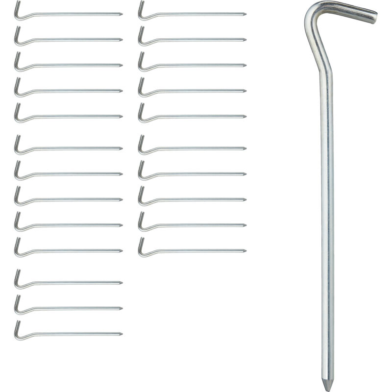 96 x Zeltheringe, rund, normale & harte Böden, Camping Heringe, verzinktes Eisen, Bodenhaken, 18 cm lang, silber