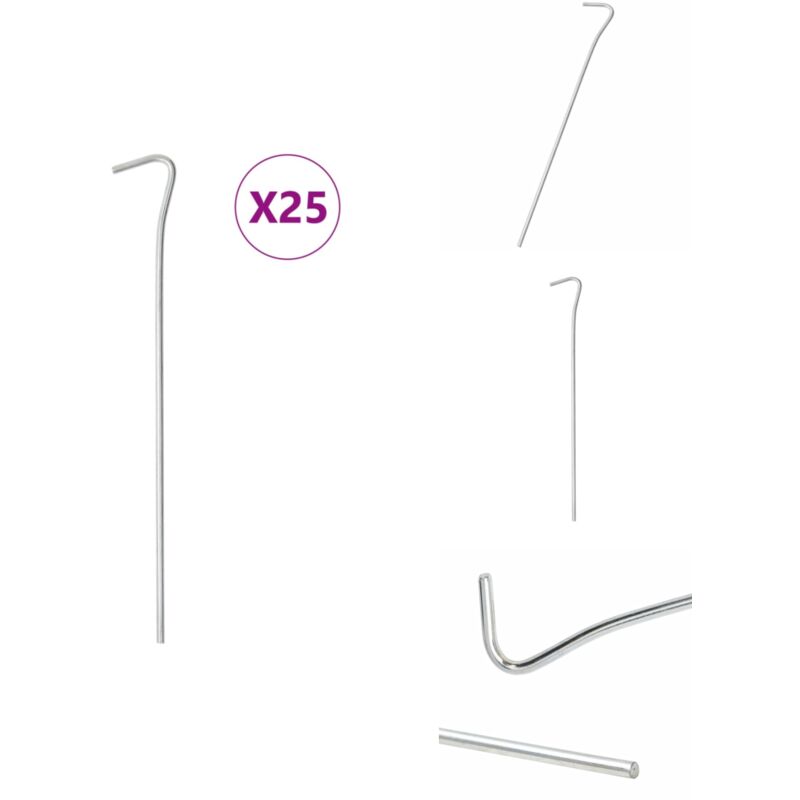 Zeltheringe 25 Stk. 23 cm Ø4 mm Verzinkter Stahl - Campingausrüstung - Zeltheringe - Zeltzubehör - Gartenbedarf - Outdoor Ausrüstung