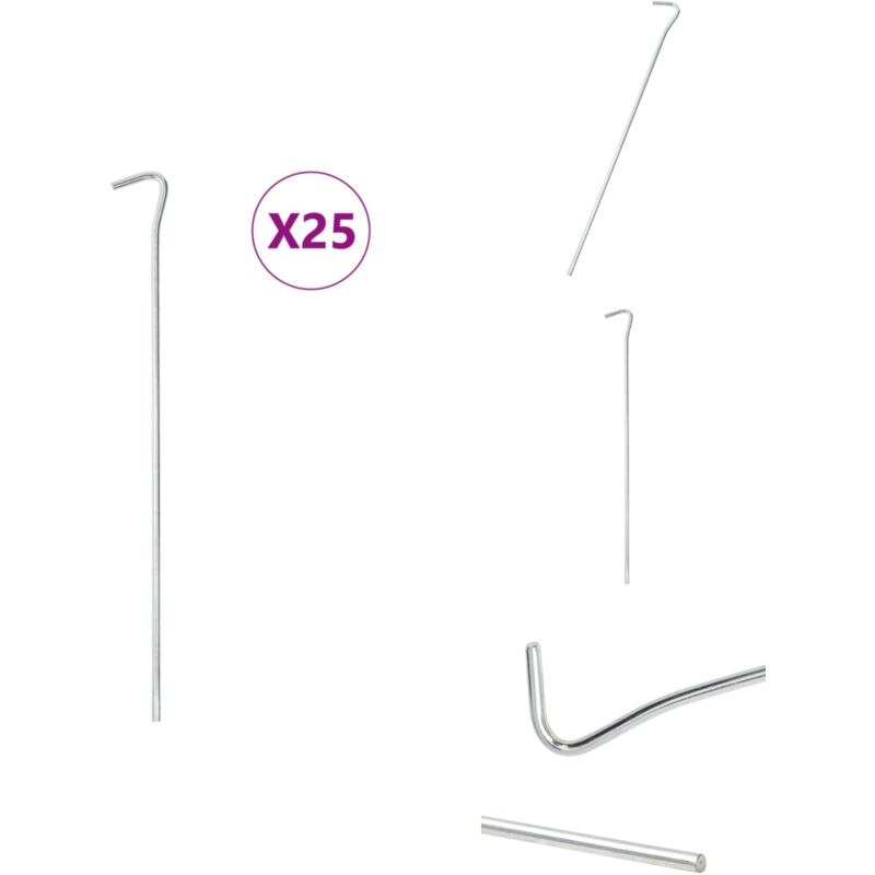 Zeltheringe 25 Stk. 30 cm Ø5 mm Verzinkter Stahl - Campingausrüstung - Zeltheringe - Zeltzubehör - Gartenbedarf - Outdoor Ausrüstung