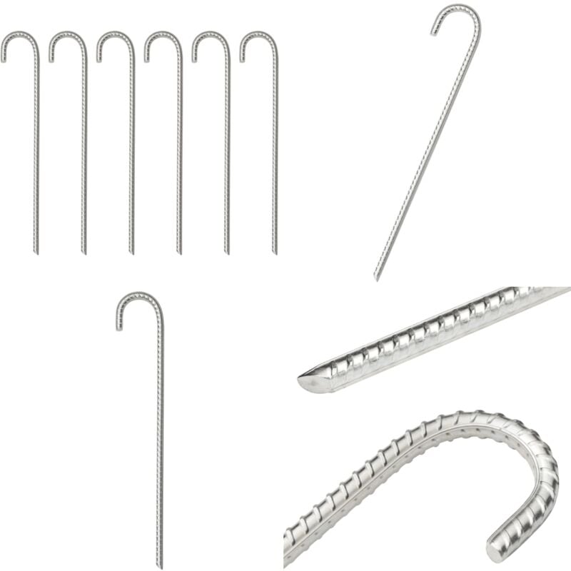 Zeltheringe 6 Stk. 37 cm Ø10 mm Verzinkter Stahl - Campingausrüstung - Zeltheringe - Zelt Accessories - Zeltbefestigung - Gartenmöbel - Home & Living