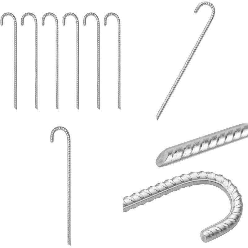 Zeltheringe 6 Stk. 41,5 cm Ø12 mm Verzinkter Stahl - Campingausrüstung - Zeltheringe - Zelt Zubehör - Bodenanker - Gartenbedarf - Home & Living