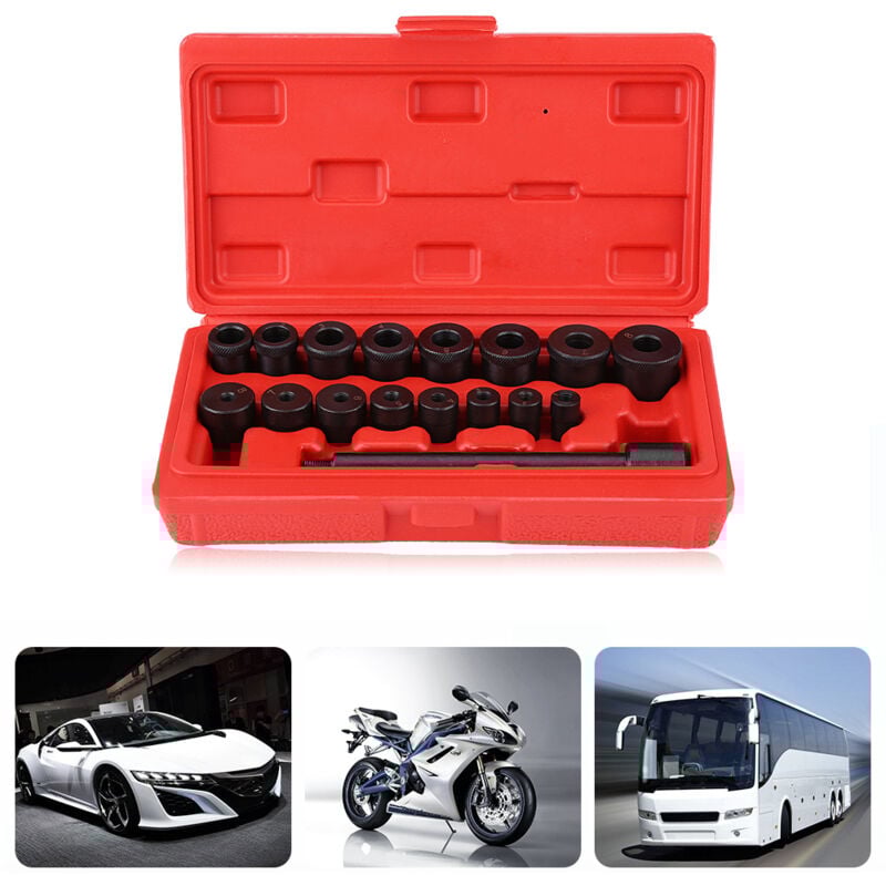 Rosvola - Zentrierdorn Kupplungswerkzeug-Set, 17-teilig, Kupplungsausrichtungswerkzeug-Set, Ausrichtung, Zentrierung, Auto + Koffer