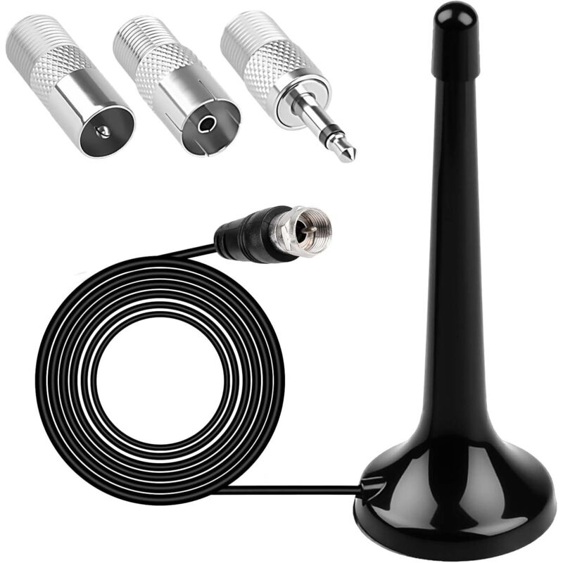 Zimmerantenne mit Magnetfuß, 3-Meter-Kabel, 75-Ohm-Teleskopantenne für FM/DAB-Radio, FM-Antenne für HiFi-Anlagen, FM-Tuner, Radio, Stereo-Receiver,