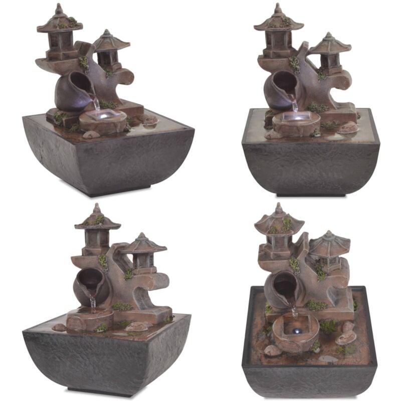 Zimmerbrunnen mit led Polyresin - Zimmerspringbrunnen - Springbrunnen - Home & Living - Grau