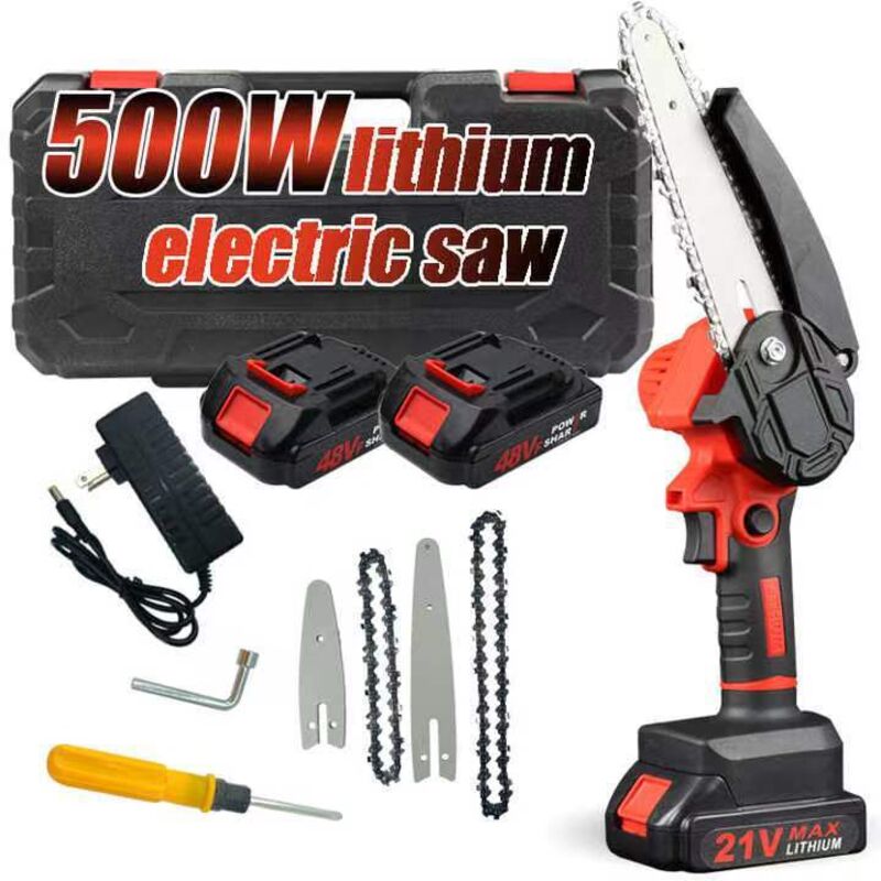 Zoll Mini-Kettensäge mit Sicherheitsverriegelung, 2 Ketten, 21 V, wiederaufladbar, batteriebetrieben, kabellose elektrische Kettensäge