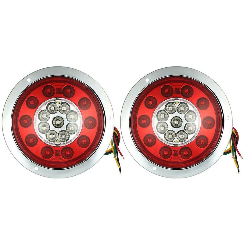 Woosien - Zoll rundes 19-LED-LKW-Anhänger-LKW-Bremsstopp-Rücklicht, Chromring, 12/24 v