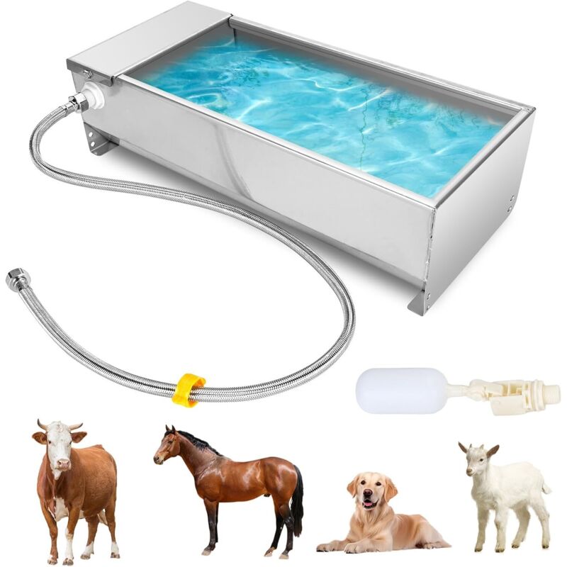 Zoternen Automatische Ziegentränke aus Edelstahl mit 1/2-Zoll-Schwimmerventil, Tränke für Rinder, Pferde und Ziegen, Vieh-, Hunde- und