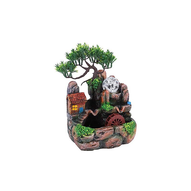 Zoternen - Ejoyous Zimmerbrunnen mit Pflanzen, Springbrunnen Innen Tischbrunnen Brunnen Wohnzimmer Meditation mit Beleuchtung für Indoor&Outdoor