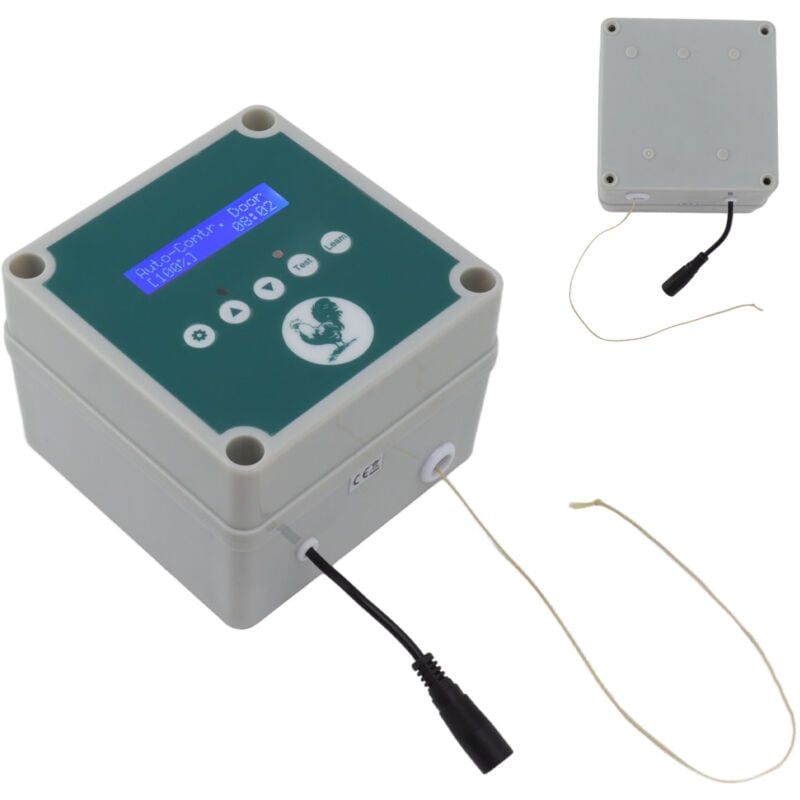 IP44 Automatischer Hühnerstall-Tür-Controller, Käfigöffner, Fernbedienung, Hühnerstall-Antriebsmotor-Kit mit Timer, Lichtsensor, EU-Stecker 100–240 v