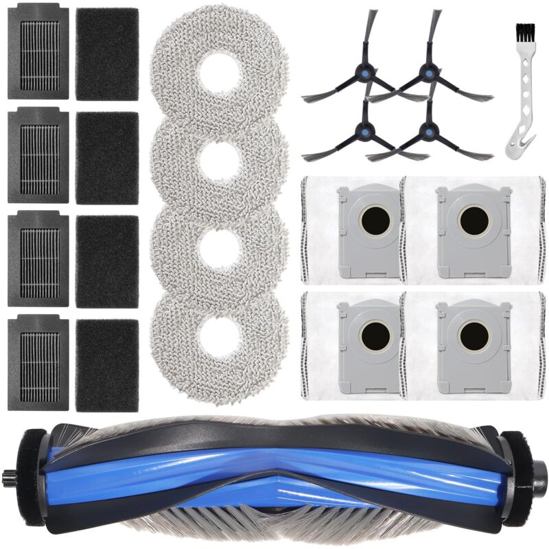 Zubehör für Ecovacs Deebot T50 Max Pro Omni,T50 Max Omni,T50 Max Pro Omni Gen2 Staubsauger Ersatzteil, 1 Hauptbürste,4 Wischtücher,4 Staubbeutel,4