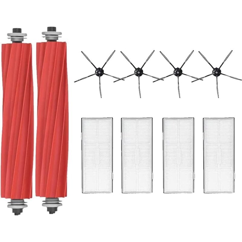 Zubehör für Roborock S7, Ersatzteile für Roborock S7, 2 Hauptbürsten, 4 Luftfilter, 4 Seitenbürsten für Xiaomi Roborock S7, S70, S75, S7Max, S7Maxv