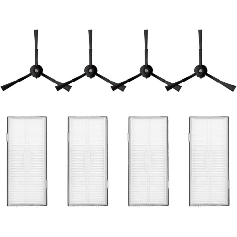 Zubehör für Roborock S8, Filter für Roborock S8 Pro Ultra, Seitenbürsten für Roborock S8+, 4 Filter und 4 Seitenbürsten, Ersatzteile für Roborock S8,