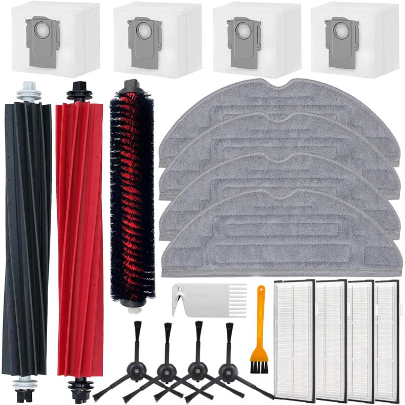 Zubehör für Roborock S8 Pro Ultra, Ersatzteile Einschließen 2 Hauptbürste, 1 Selbstreinigende Bürste, 4 Wischtücher, 4 Filter, 4 Seitenbürsten, 4