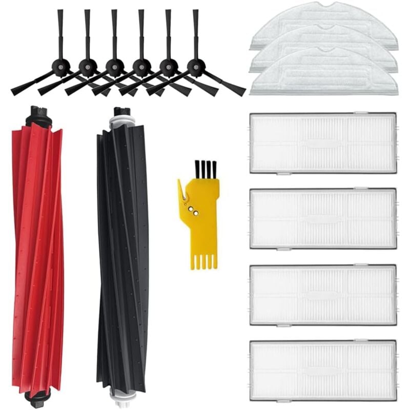 Zubehör für Roborock S8 S8+ Roboter-Staubsauger-Ersatzteile, 15 Packungen, 1 Satz Hauptbürsten & 4 Filter & 6 Seitenbürsten & 3 Wischtücher,