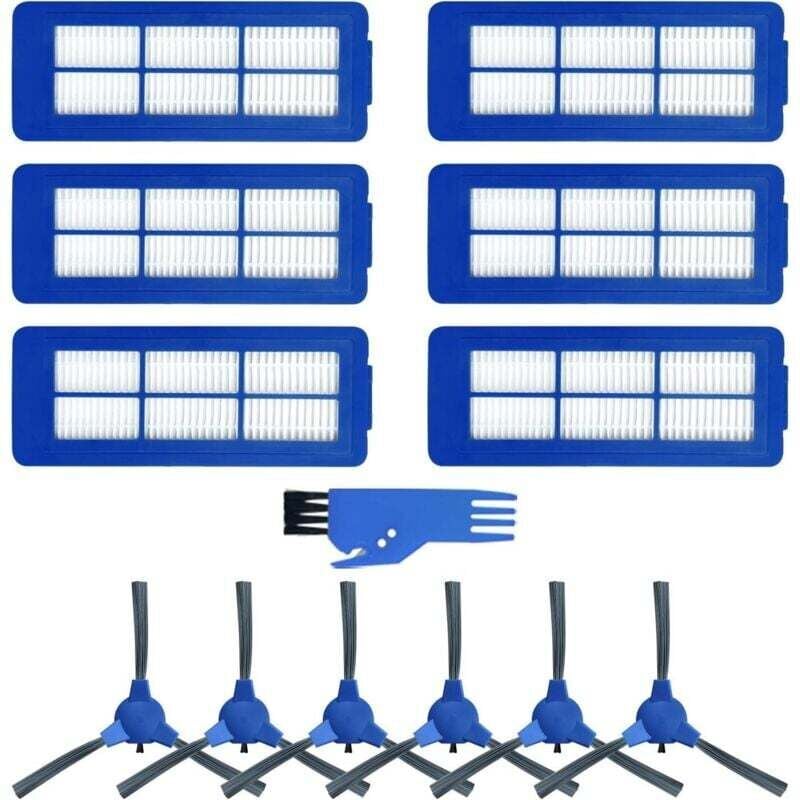 Zubehör für Saugroboter, passend für Eufy RoboVac 11S MAX/15C MAX/30C MAX/G30, 6 Filter + 6 Seitenbürsten + 1 blaue Reinigungsbürste