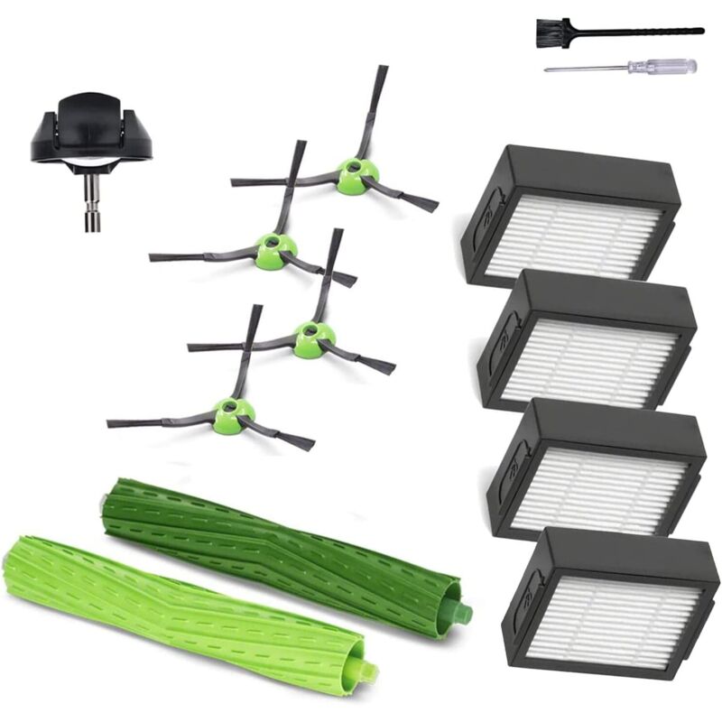 Zubehör und Ersatzteile für iRobot Roomba j7 Serie i6 i3 i4 i2 i5 i8 i1+/Plus e5 e6 iej – 1 Paar Hauptbürsten, 1 Lenkrad, 4 Filter, 4 schwarze