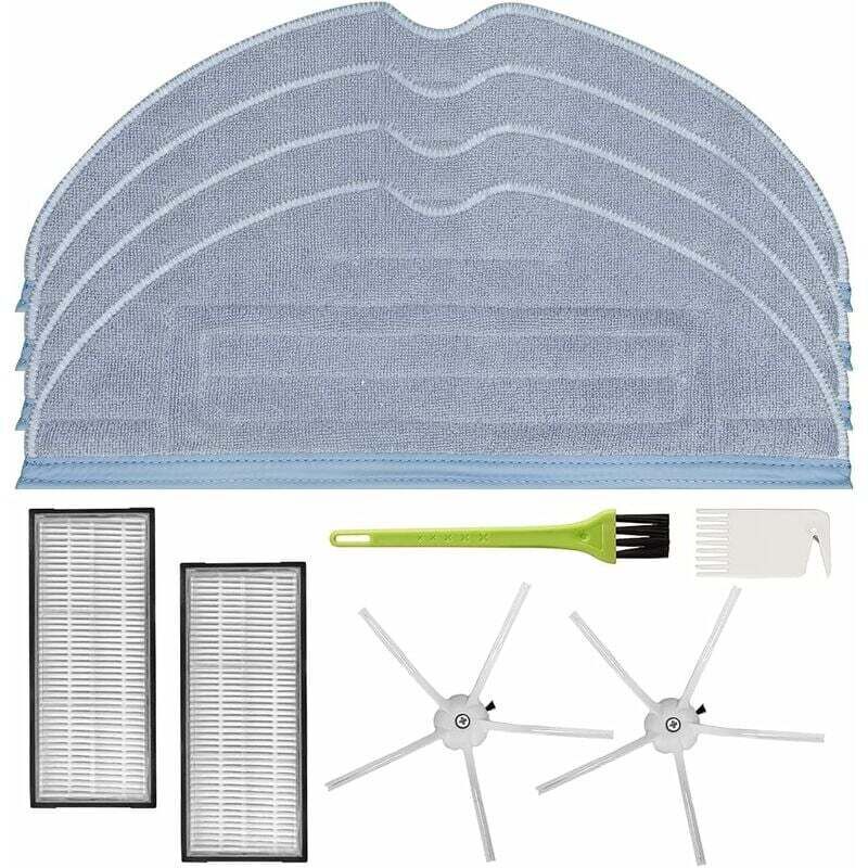 Wischmopp-Zubehör für Roborock S7 MaxV Ultra / S7 MaxV / S7 Plus / S7 Max / S7 Roboterstaubsauger (4 Wischtücher + 2 Filter + 2 Seitenbürsten + 2