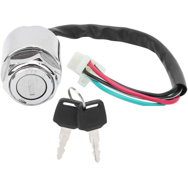 Zündschalter mit 4-poligem Stecker, elektrischer Zündschalter mit 2 Schlüsseln, Ersatz für ATV, Mini-Moto und Dirtbike
