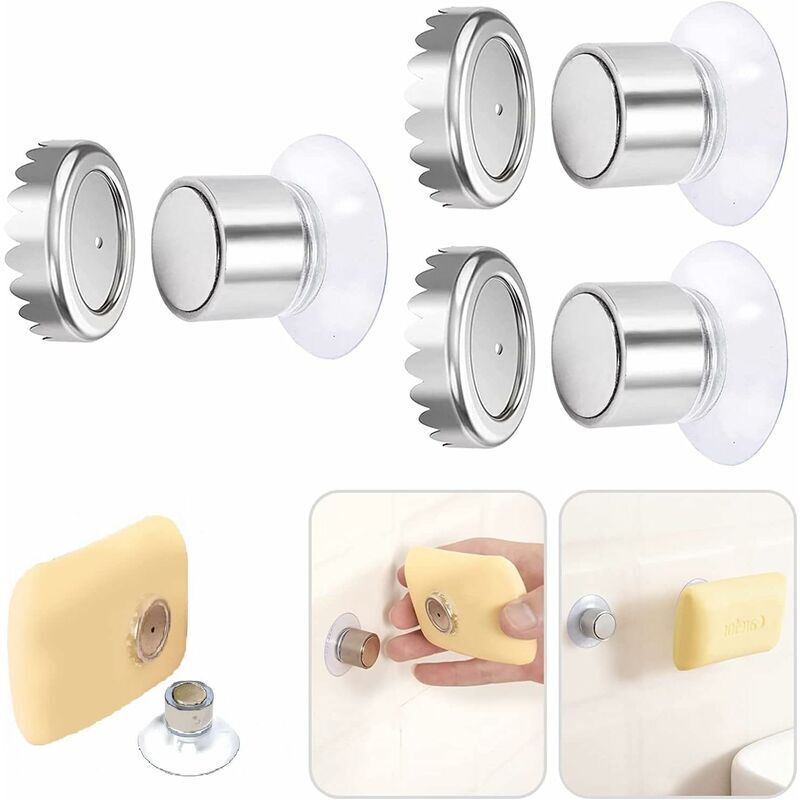 ZVD 3er Set Magnetischer Seifenhalter mit Saugnapf Magnetseifenhalter Dusche Wandhalterung Edelstahl Wandhalterung Ohne Bohren Bad Küche Toilette