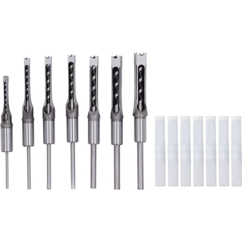 ZVD 7-teiliges Vierkantbohrer-Set für Holz, 1/4 Zoll, 5/16 Zoll, 3/8 Zoll, 2/5 Zoll, 1/2 Zoll, 9/16 Zoll, 5/8 Zoll, HSS-Stemmmeißel-Bohrer-Set