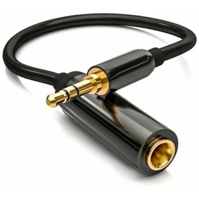 ZVD- Adapterkabel 3,5 mm Stereo-Klinkenstecker auf 6,35 mm Buchse, vergoldeter Stecker, Aluminiumgehäuse, für Kopfhörer, Laptops, Gitarren, Klaviere,