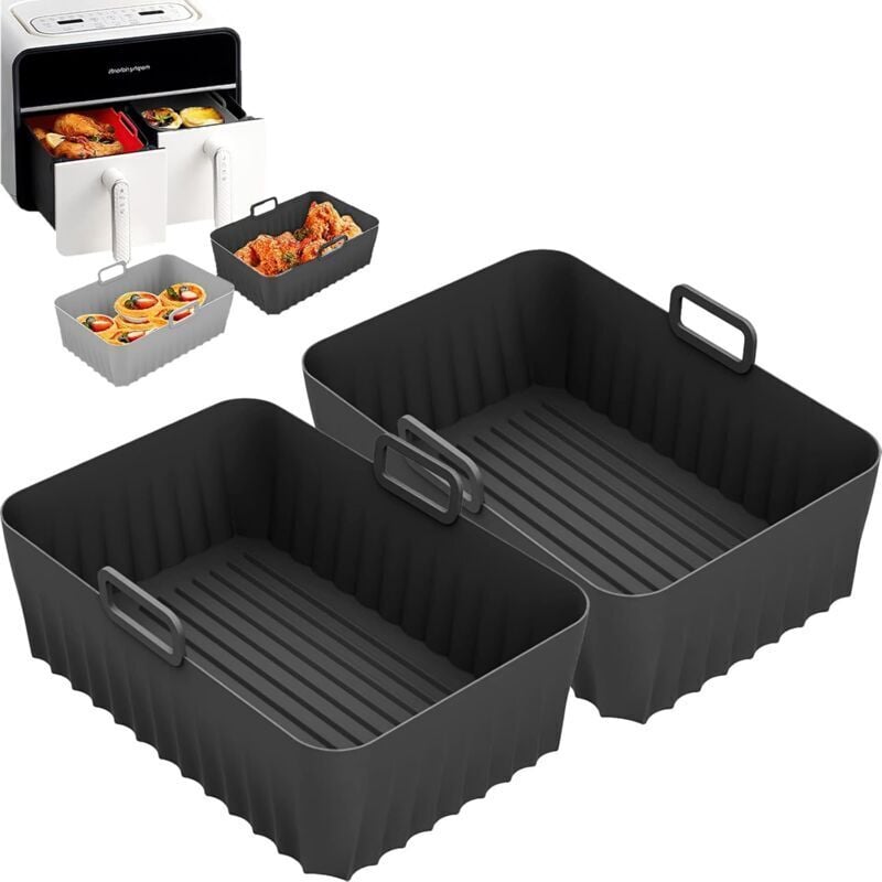ZVD-Air Fryer Zubehör, 2er-Pack Air Fryer Form für Ninja Foodi AF400EU AF300EU 9,5L, Air Fryer Zubehör, Silikon Airfryer Topfform für Instant Pot