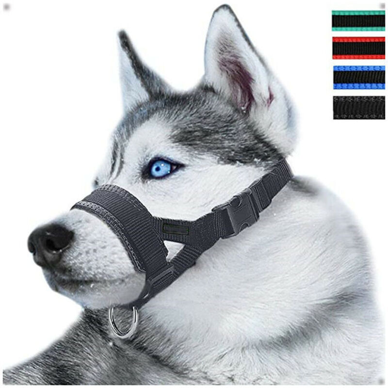 ZVD (L, Schwarz) Verstellbarer Hundemaulkorb aus Nylon, Anti-Bell- und Anti-Biss-Maulkorb