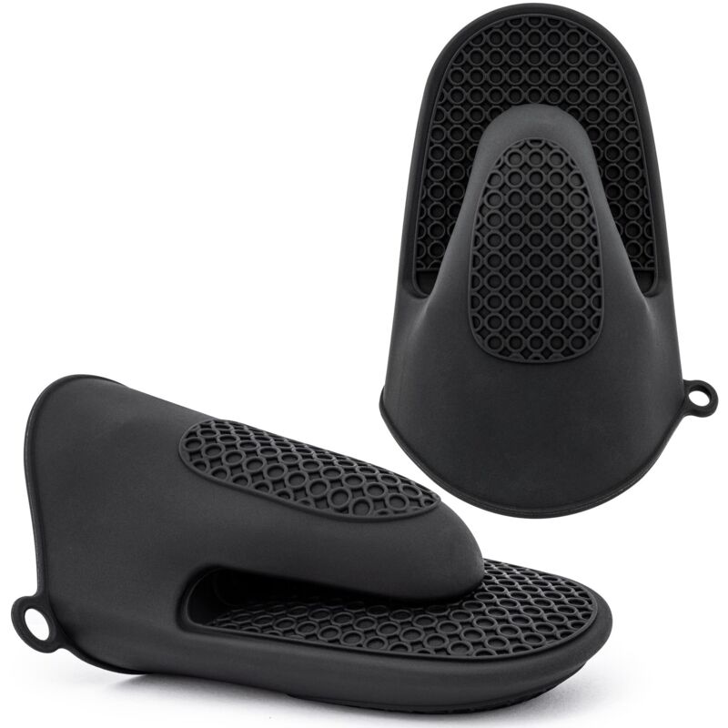 Zwei Paar Mini-Ofenhandschuhe, extra langes Modell für erhöhten Schutz, Silikongriff, hitzebeständig, geeignet zum Kochen im Backofen, Grillen und