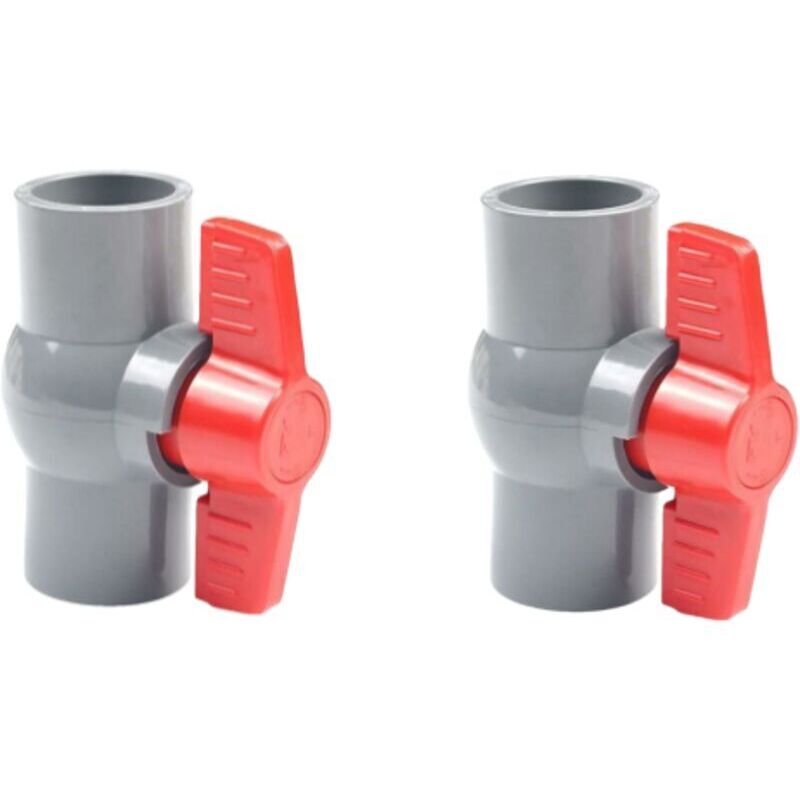 Zwei PVC-Kugelhähne, gerade Verbindungsstücke für U-PVC-Kunststoffkugelhähne zur Durchflussregelung und Absperrung (φ32 mm) -