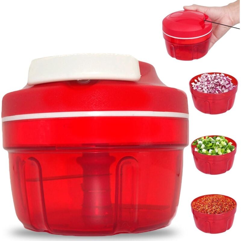 Zwiebelhacker, Gemüsezwiebel, Haushalts-Gemüseschneider mit Kordelzug, manueller Zerkleinerer für Salat, Fleisch, Knoblauch, Nüsse, Obst, Kräuter,