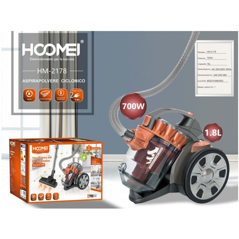 Trade Shop Traesio - Trade Shop - zyklon-staubsauger mit zylinderkopf, elektrischer besen, 700 w, beutellos, kompakt -