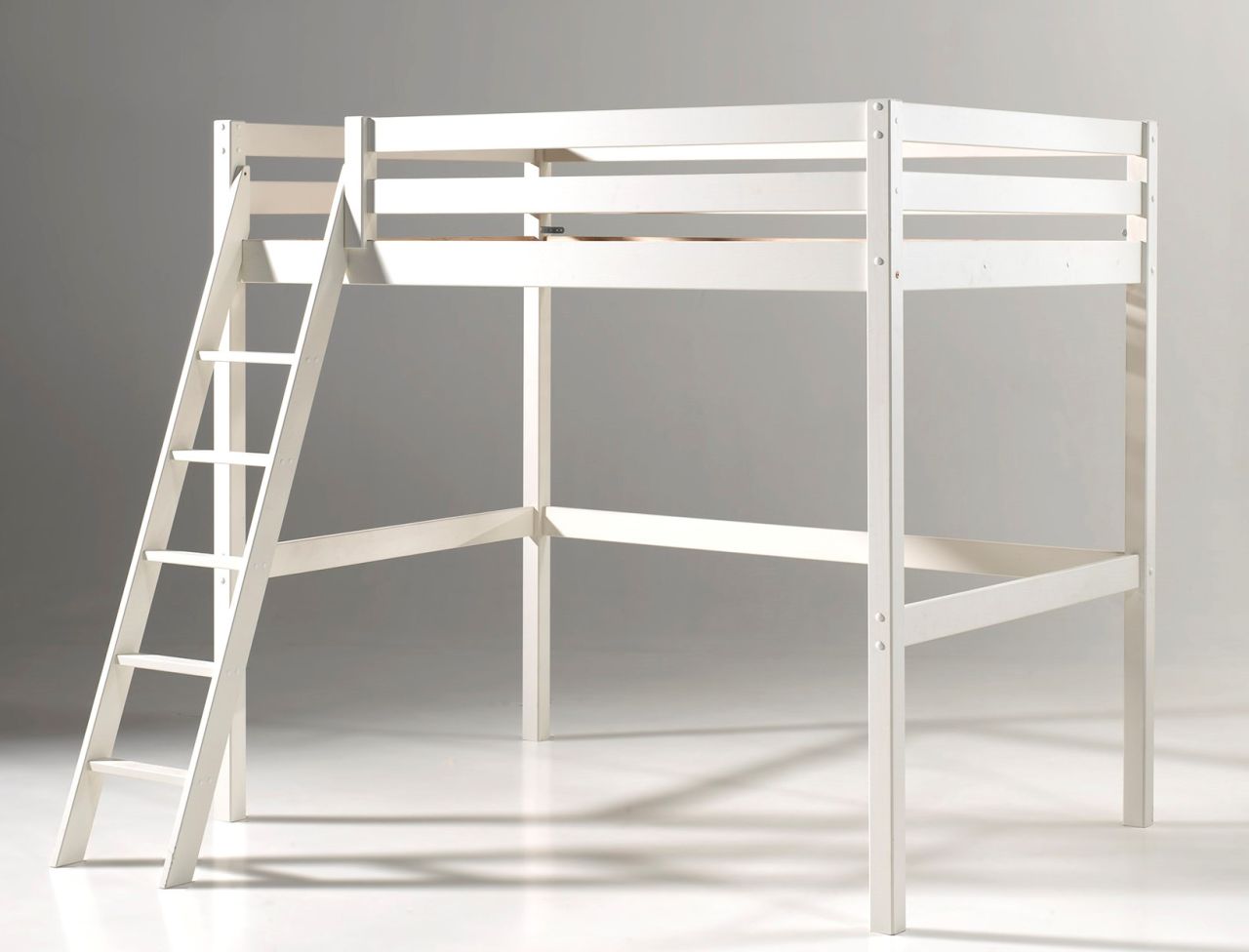 Vipack: 'PINO' Hochbett Höhe 190 in 140 x 200 - Kiefer massiv weiß lackiert