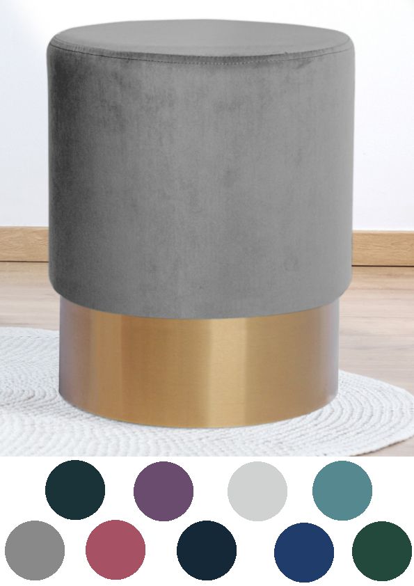 Hocker Pouf Samt design gold modern Sitzhocker Polsterhocker rund Schminkhocker