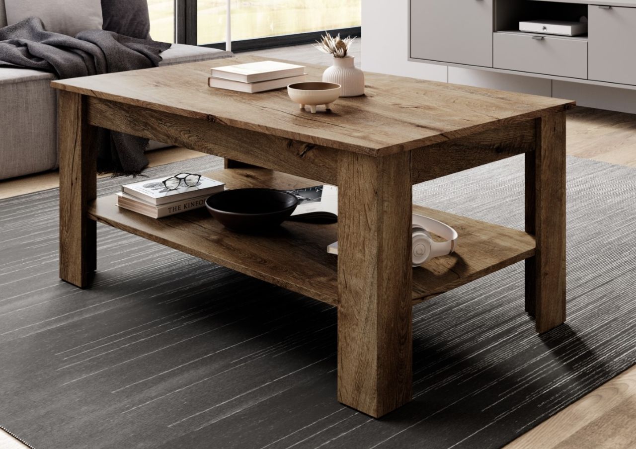 Couchtisch 110x67 Beistelltisch Wohnzimmertisch Sofa-Ablagetisch Bourbon Eiche