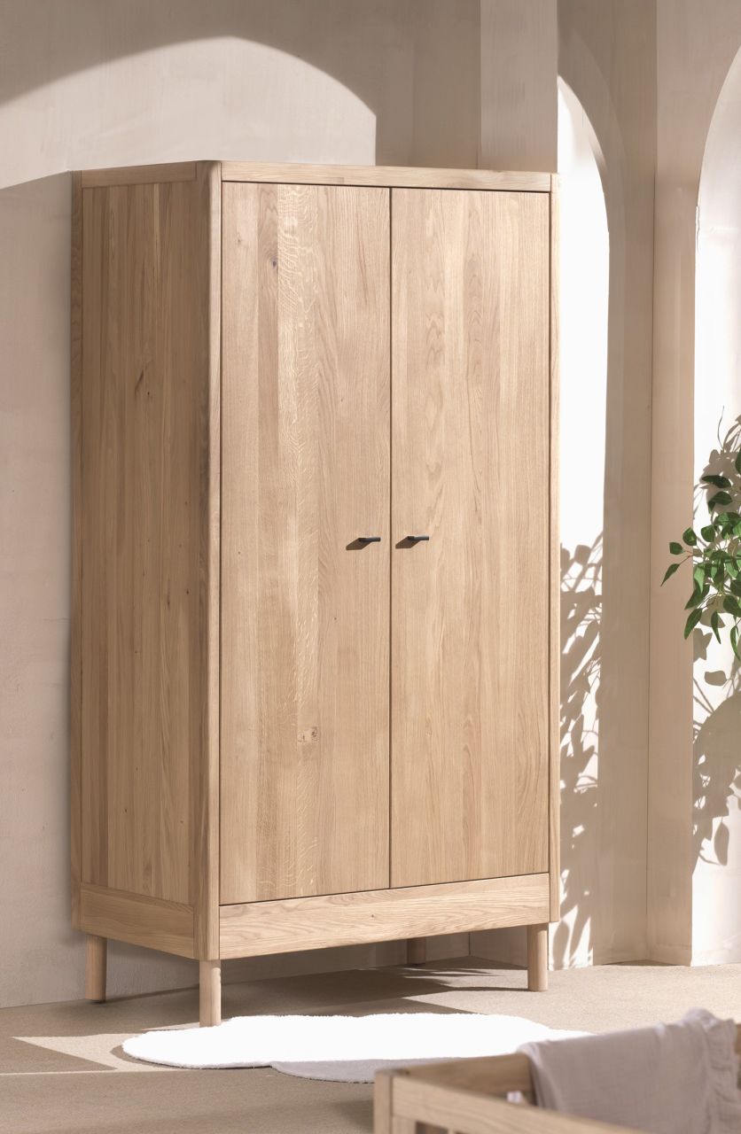 Kleiderschrank 2-trg. Jugendschrank Wäscheschrank Eiche Massivholz natur geölt