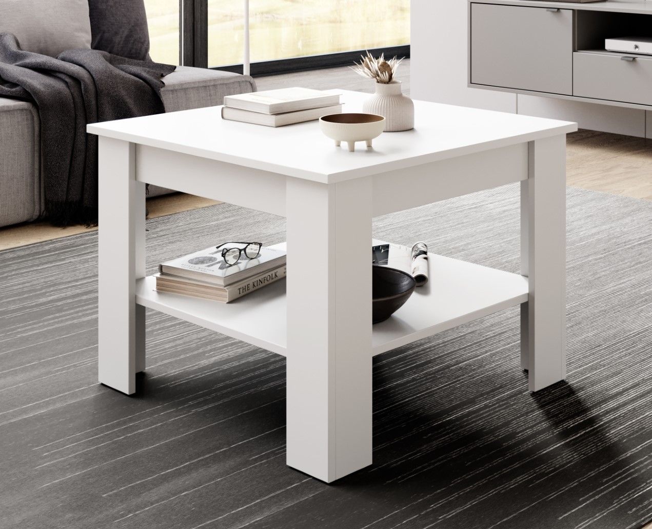 Couchtisch 67x67 Beistelltisch Wohnzimmertisch Sofatisch Ablagetisch Weiß