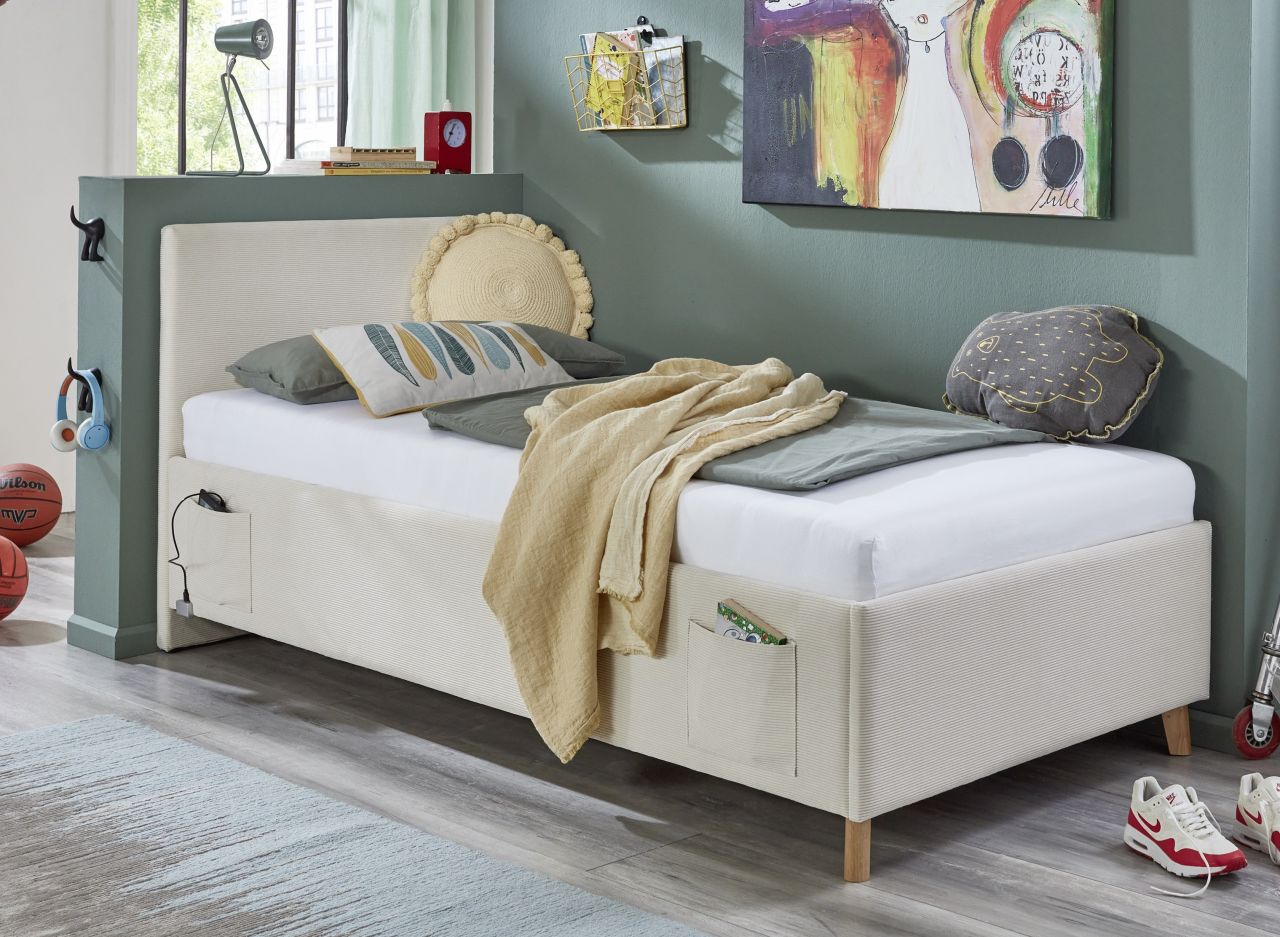 Polsterbett in 3 Größen Jugendbett Polsterliege USB-Anschluss Nata