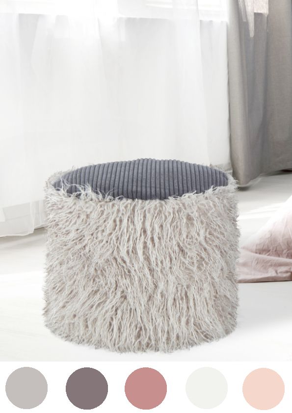 Fellpouf Hocker Fell modern rund weich Sitzsack Plüsch Polsterhocker Bodenkissen