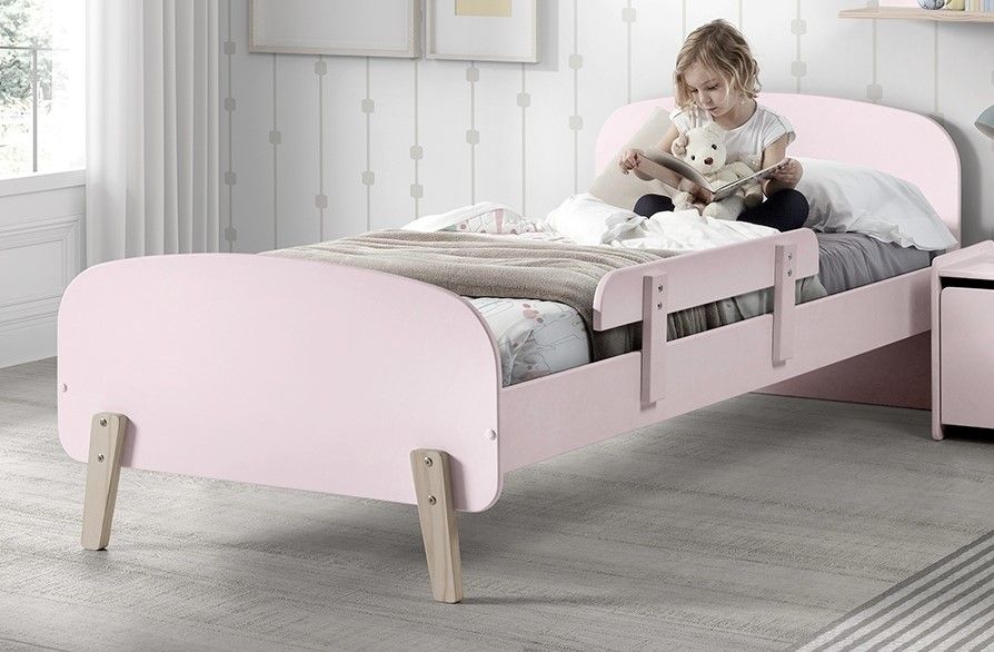 Vipack: Einzelbett mit Absturzschutz 'KIDDY' rosa - Kinderbett Jugendbett