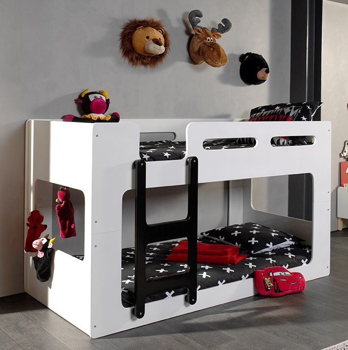 Vipack: Halbhohes Spielbett / Etagenbett 90 x 200 'LUCA' Hochbett - Weiß