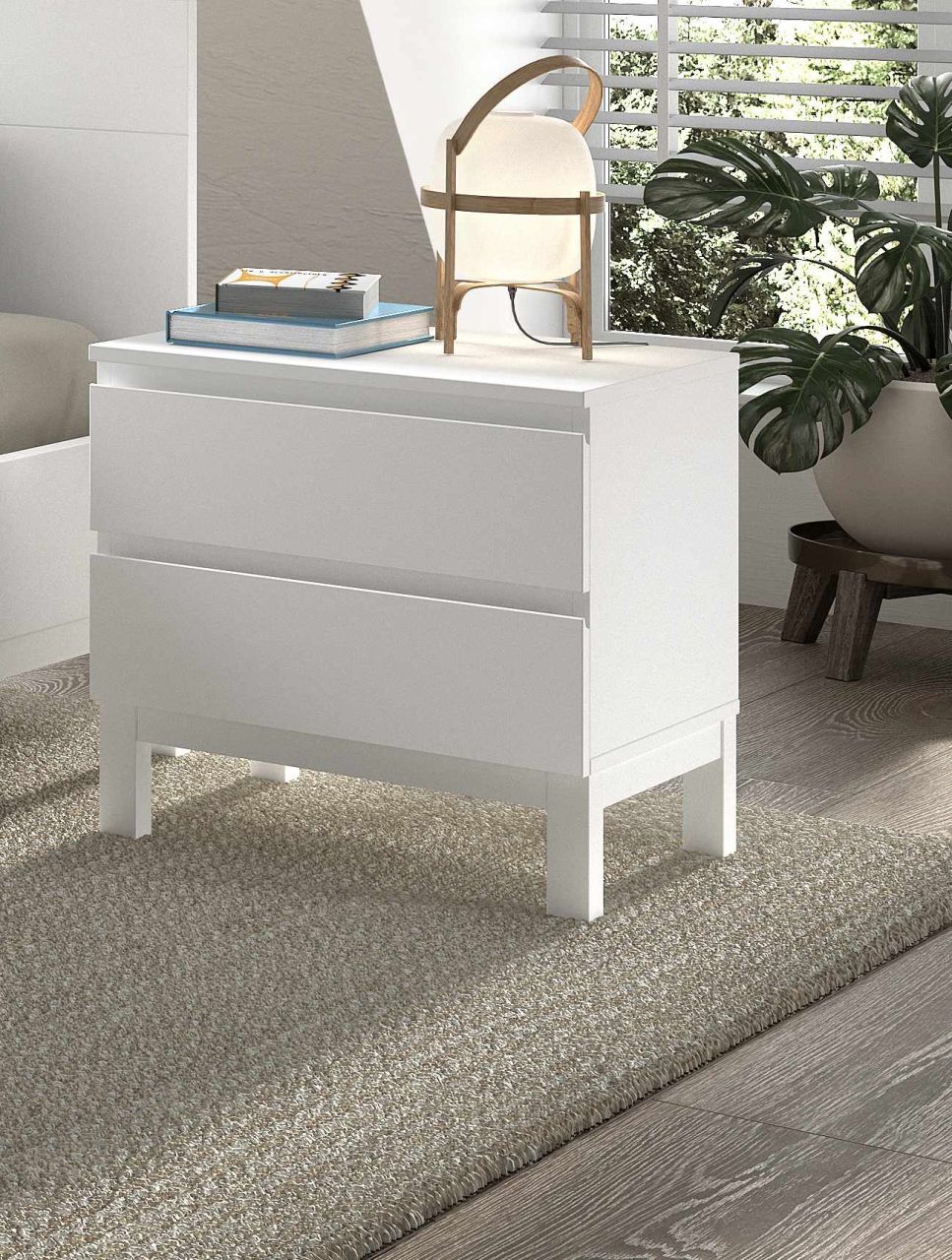 Nachtkonsole Nachtkommode Nachttisch Beistelltisch Beistellkommode Weiß lackiert