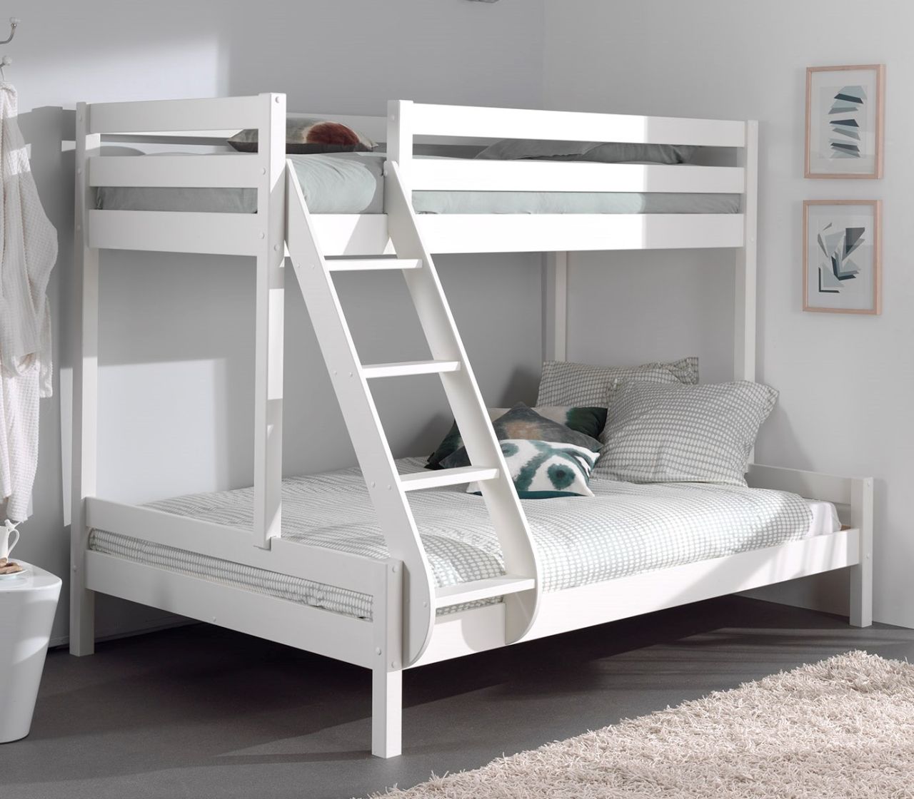 Etagenbett Familienbett 90x200 140x200 Hochbett Stockbett Elternbett Holz Weiß