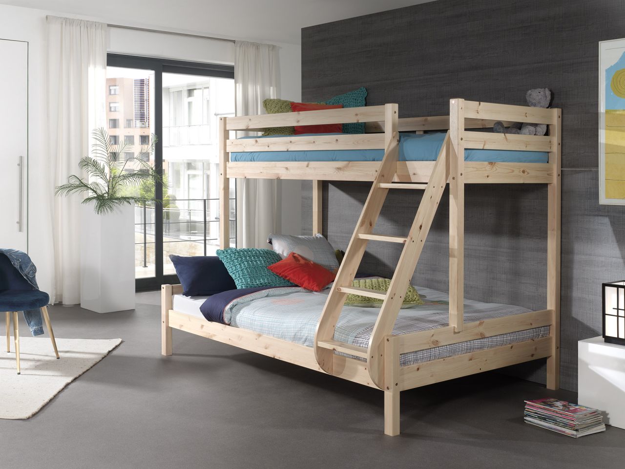 Etagenbett Familienbett 90x200 140x200 Hochbett Stockbett Elternbett Holz Natur