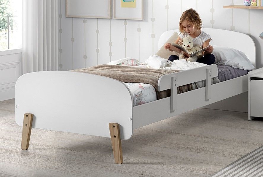Vipack: Einzelbett mit Absturzschutz 'KIDDY' weiß - Kinderbett Jugendbett