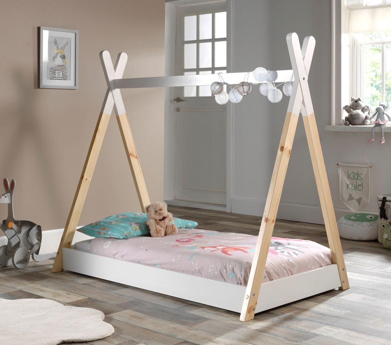 Vipack: Zelt-Bett 70 x 140 'TIPI' - Kinderbett Spielbett Hausbett Kiefer massiv
