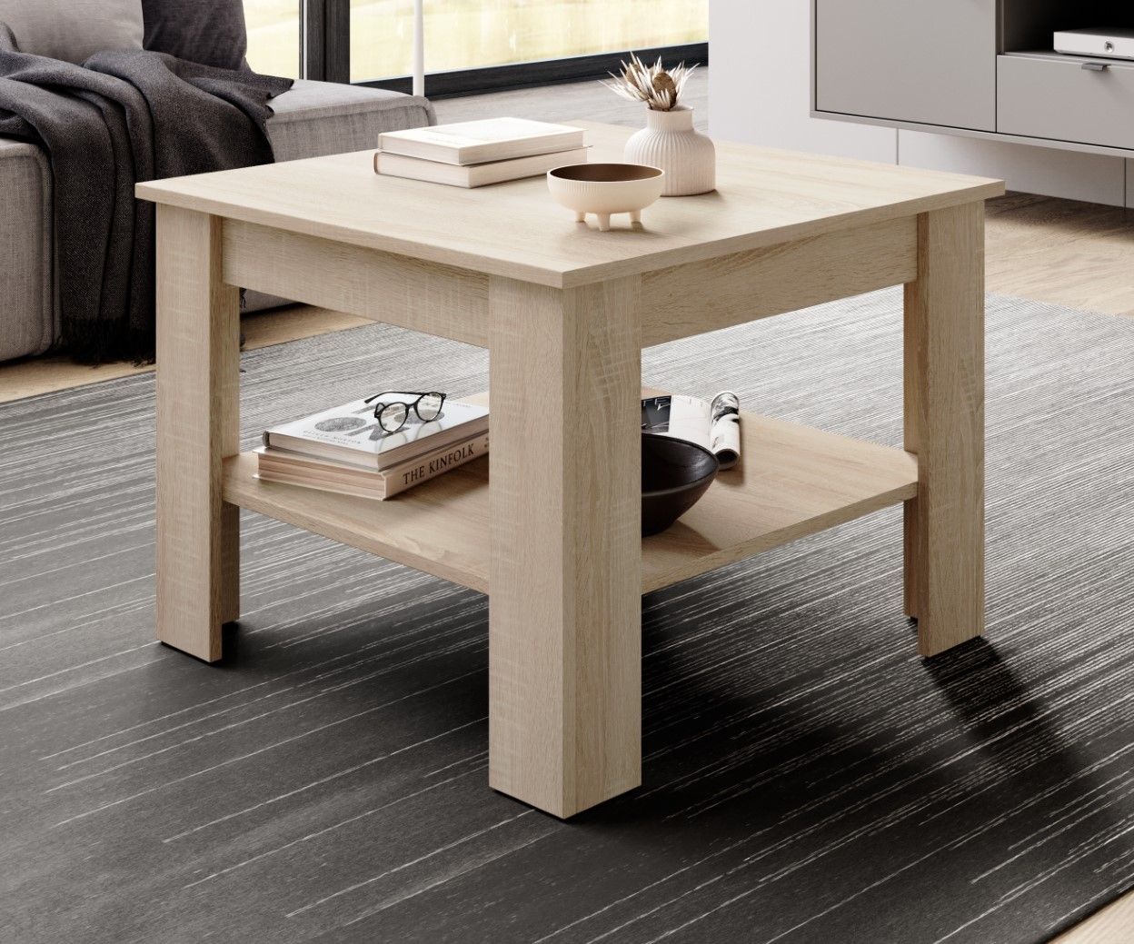 Couchtisch 67x67 Beistelltisch Wohnzimmertisch Sofa-Ablagetisch Sonoma Eiche