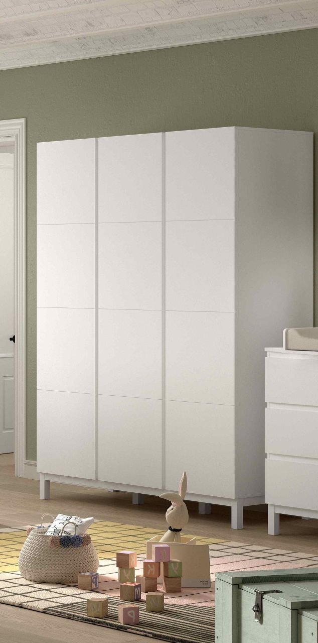 Kleiderschrank 3-trg. Jugendschrank Wäscheschrank Kinderschrank weiß lackiert